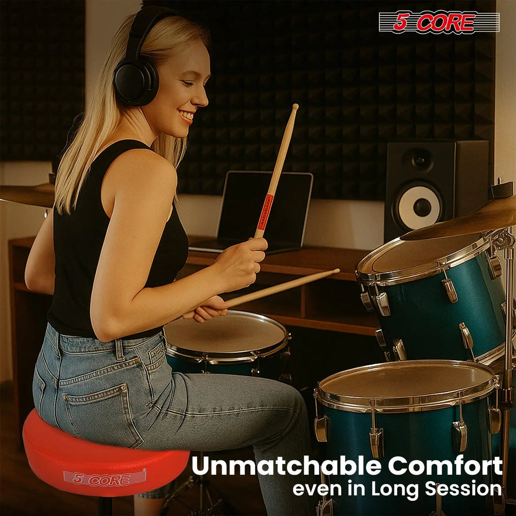 5 Core Drum Throne 3" Padded Seat Adjustable Drumming Chair for Practice and Performance - HONORABLE VETERANS SOLUTIONS