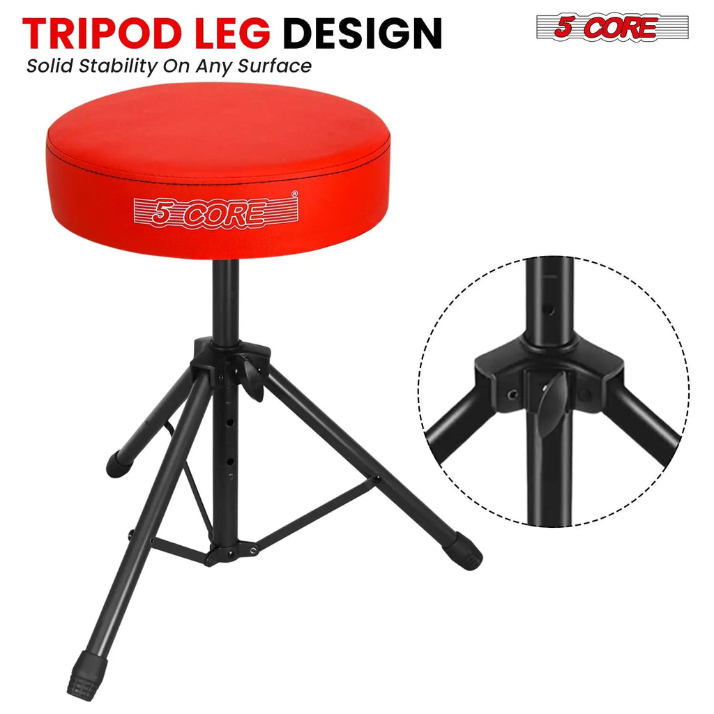 5 Core Drum Throne 3" Padded Seat Adjustable Drumming Chair for Practice and Performance - HONORABLE VETERANS SOLUTIONS