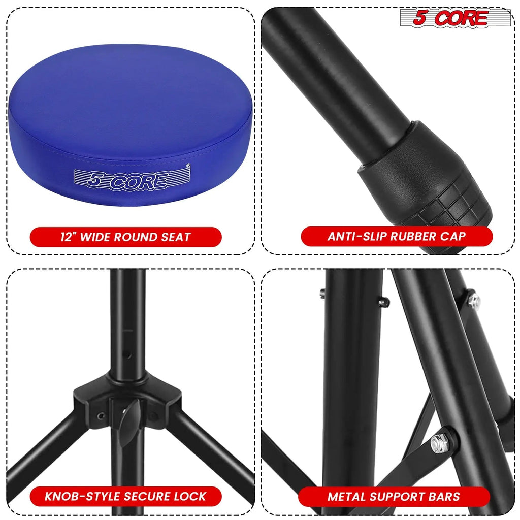 5 Core Drum Throne 3" Padded Seat Adjustable Drumming Chair for Practice and Performance - HONORABLE VETERANS SOLUTIONS
