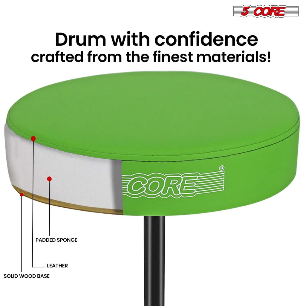 5 Core Drum Throne 3" Padded Seat Adjustable Drumming Chair for Practice and Performance - HONORABLE VETERANS SOLUTIONS