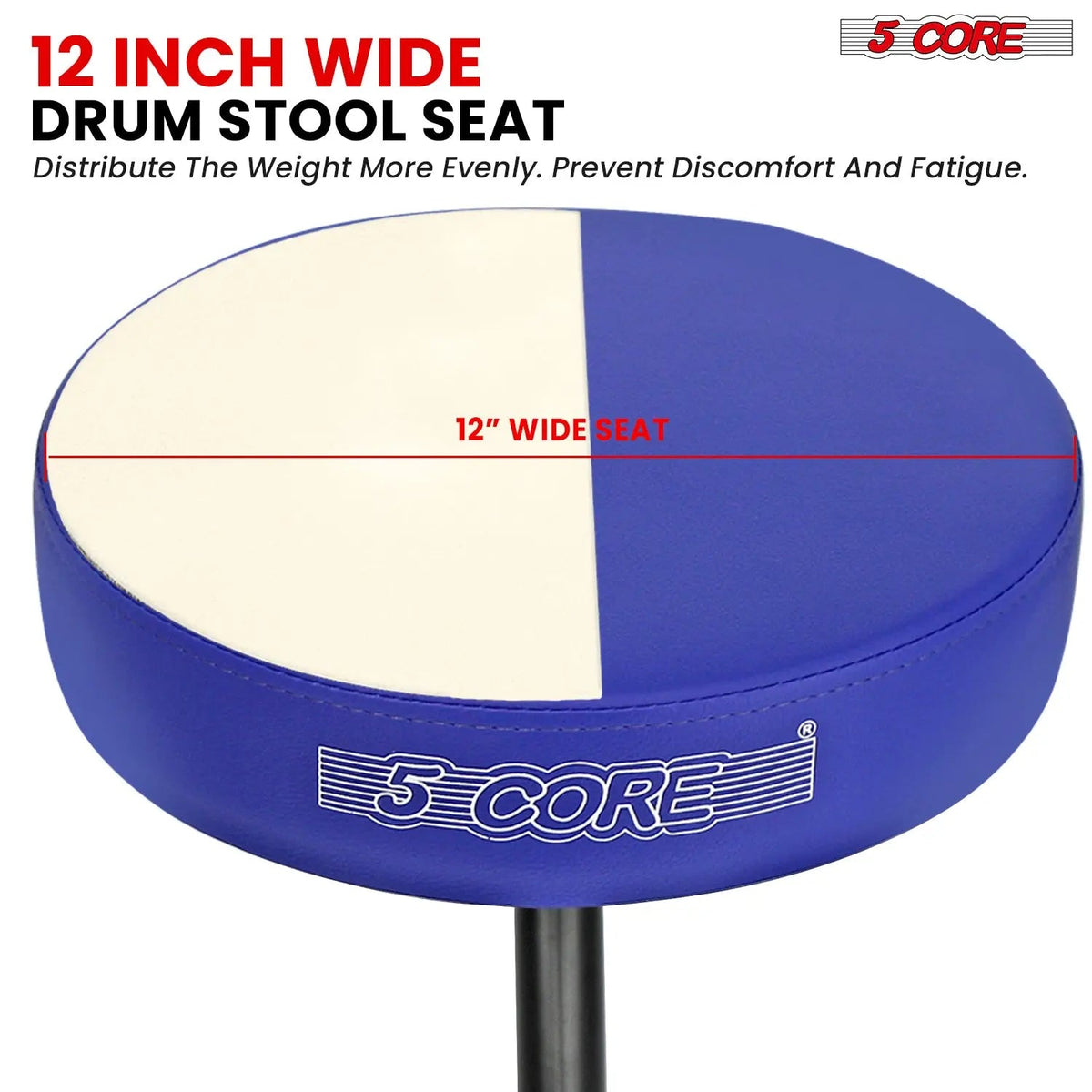 5 Core Drum Throne 3" Padded Seat Adjustable Drumming Chair for Practice and Performance - HONORABLE VETERANS SOLUTIONS