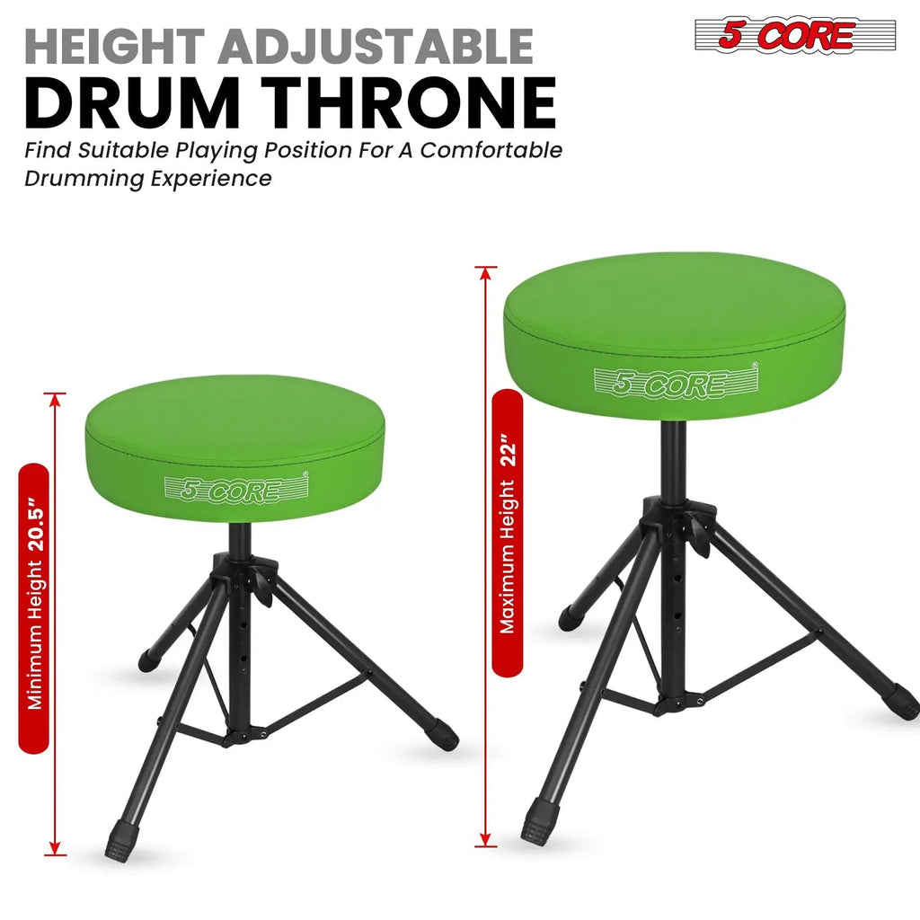 5 Core Drum Throne 3" Padded Seat Adjustable Drumming Chair for Practice and Performance - HONORABLE VETERANS SOLUTIONS