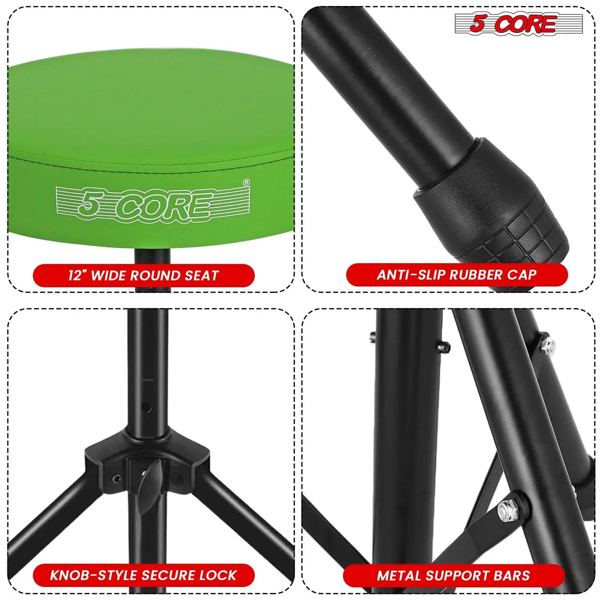 5 Core Drum Throne 3" Padded Seat Adjustable Drumming Chair for Practice and Performance - HONORABLE VETERANS SOLUTIONS