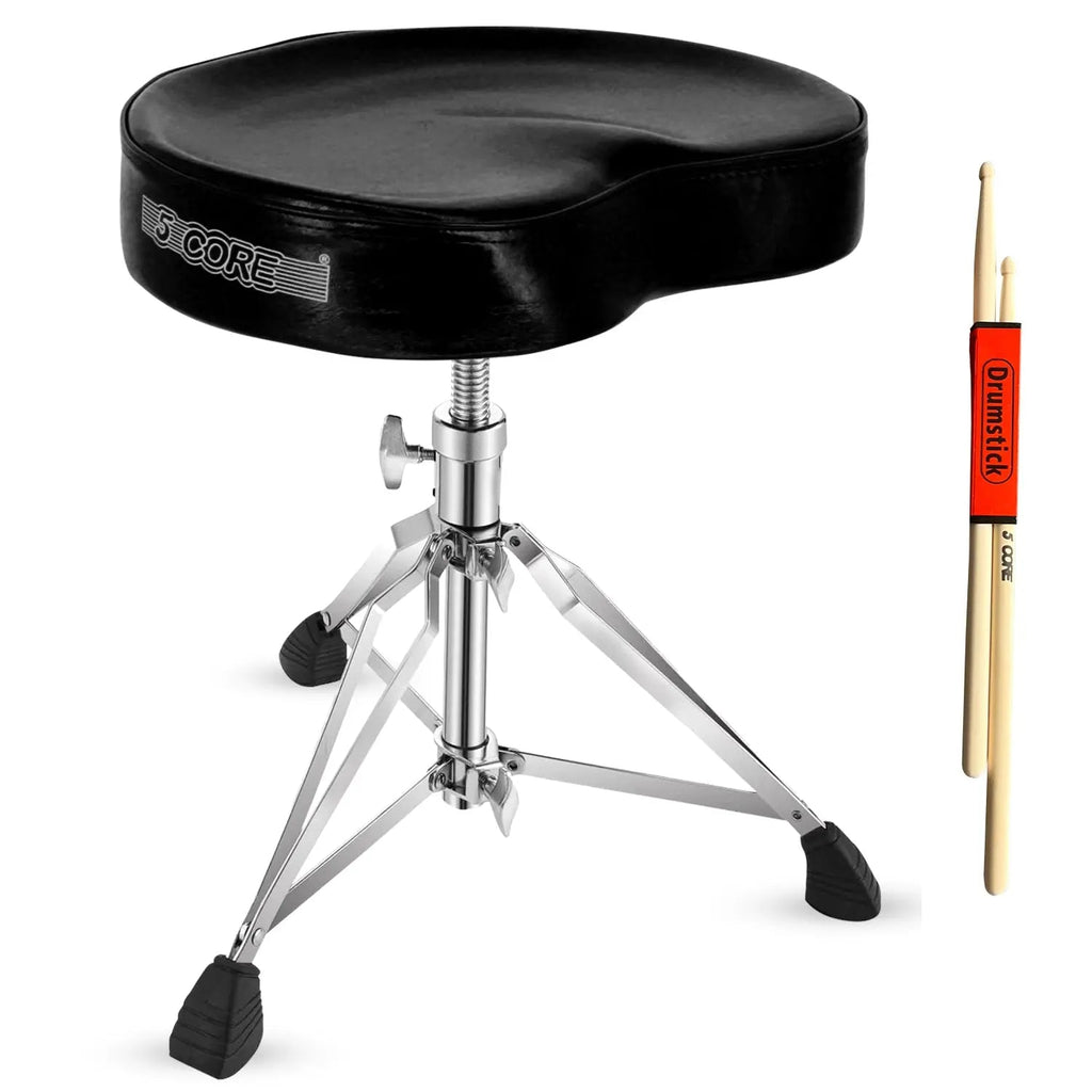5 Core Drum Throne 4" Padded Saddle Seat Heavy Duty Adjustable Drumming Chair - HONORABLE VETERANS SOLUTIONS