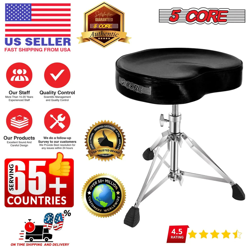 5 Core Drum Throne 4" Padded Saddle Seat Heavy Duty Adjustable Drumming Chair - HONORABLE VETERANS SOLUTIONS