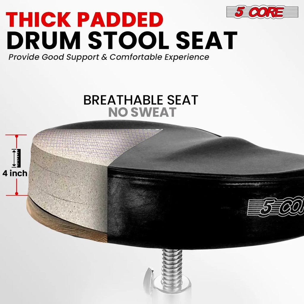 5 Core Drum Throne 4" Padded Saddle Seat Heavy Duty Adjustable Drumming Chair - HONORABLE VETERANS SOLUTIONS