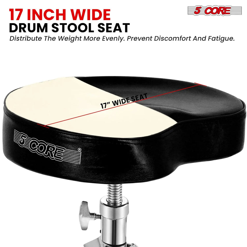 5 Core Drum Throne 4" Padded Saddle Seat Heavy Duty Adjustable Drumming Chair - HONORABLE VETERANS SOLUTIONS