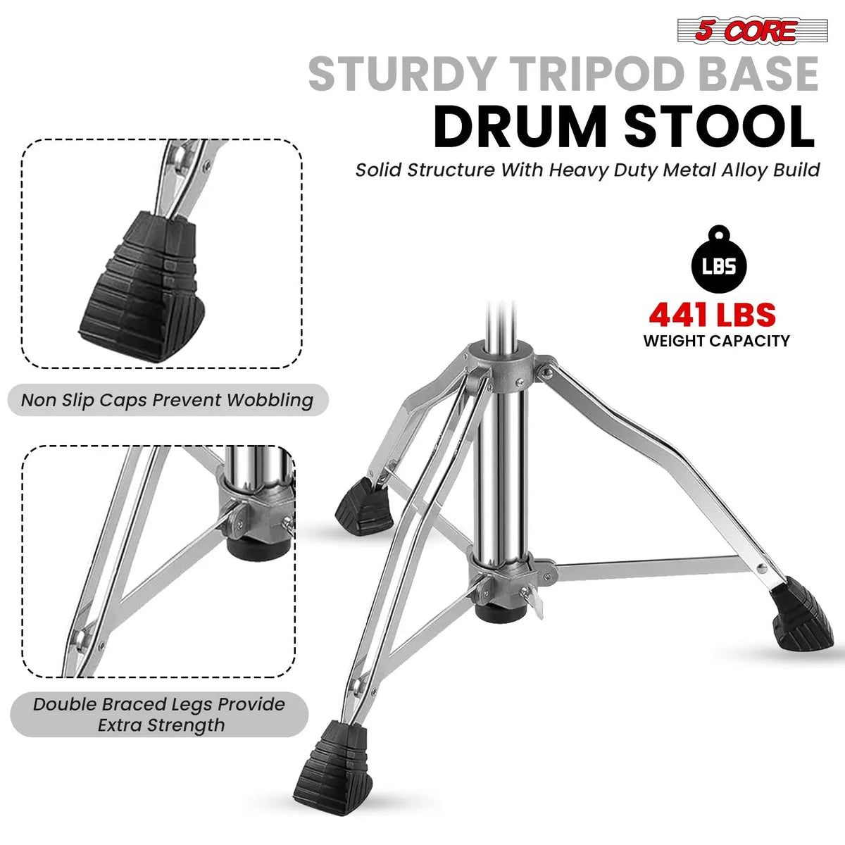 5 Core Drum Throne 4" Padded Seat w Backrest Airlift Adjustable Chair Ergonomic Drummer Stool - HONORABLE VETERANS SOLUTIONS