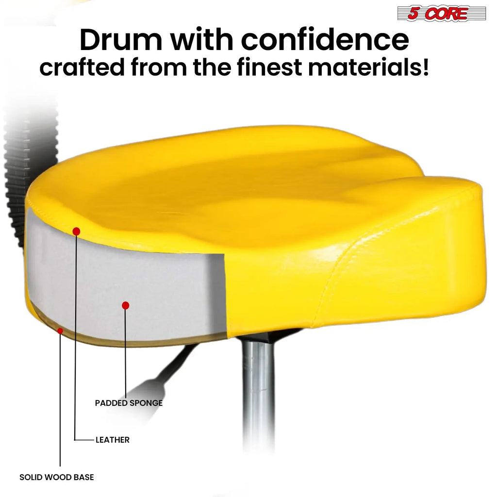 5 Core Drum Throne 4" Padded Seat w Backrest Airlift Adjustable Chair Ergonomic Drummer Stool - HONORABLE VETERANS SOLUTIONS