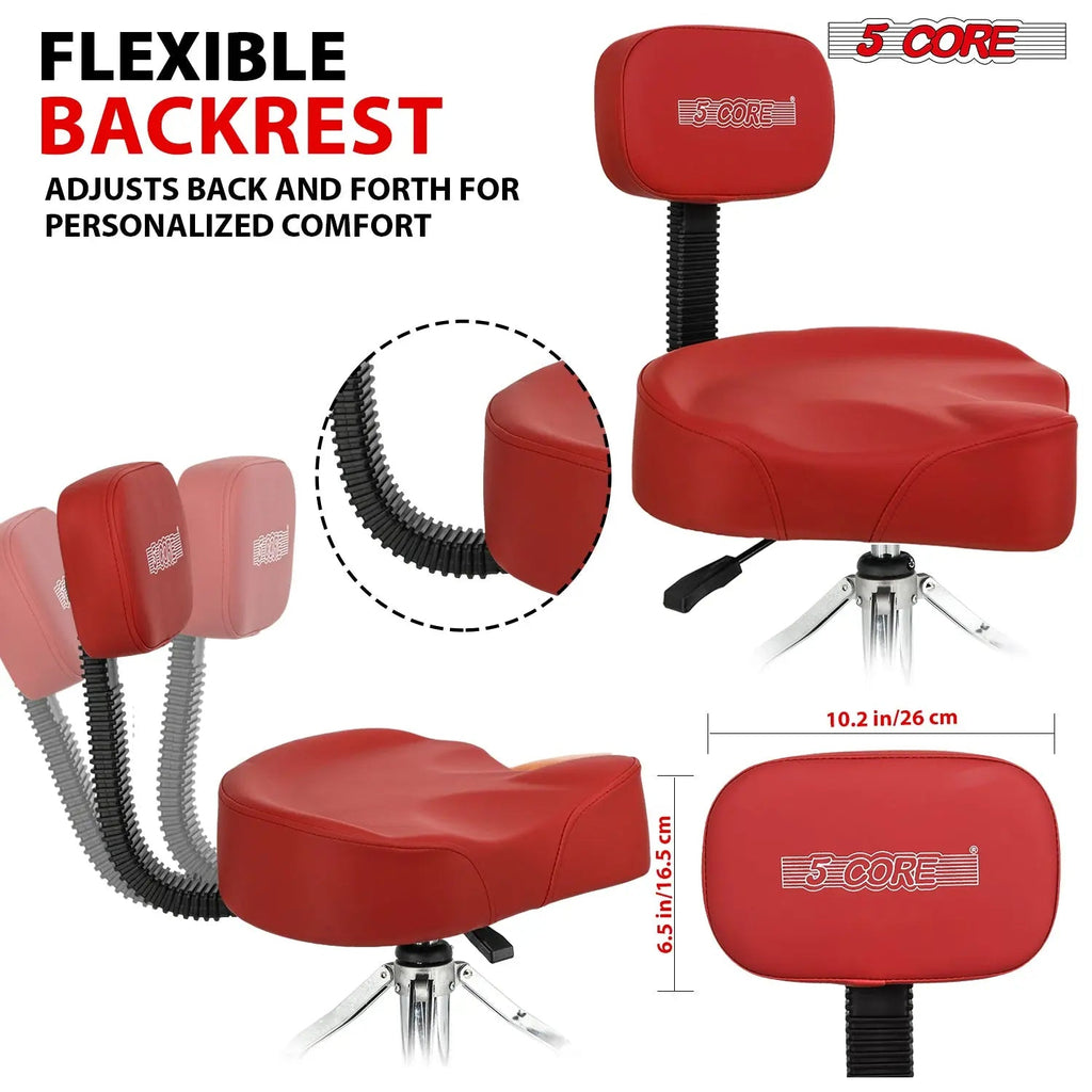 5 Core Drum Throne 4" Padded Seat w Backrest Airlift Adjustable Chair Ergonomic Drummer Stool - HONORABLE VETERANS SOLUTIONS