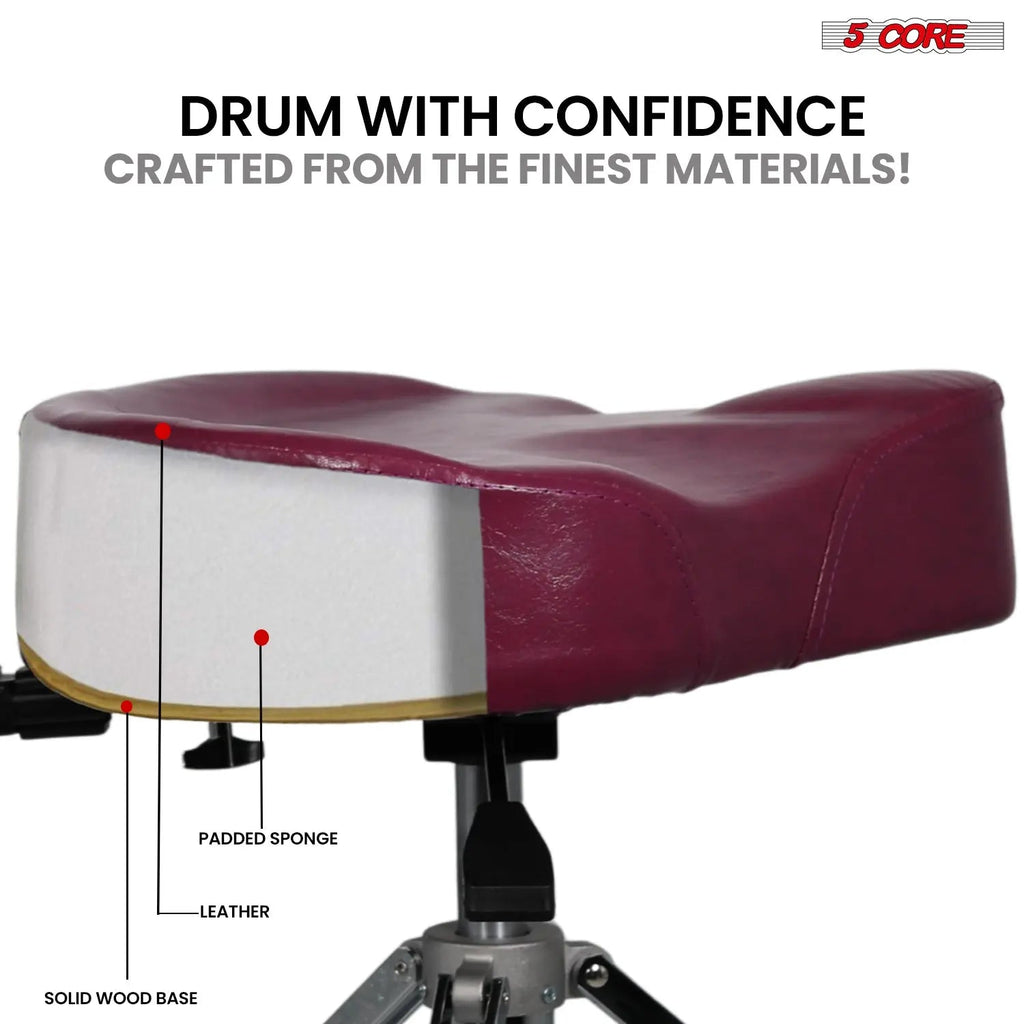 5 Core Drum Throne 4" Padded Seat w Backrest Airlift Adjustable Chair Ergonomic Drummer Stool - HONORABLE VETERANS SOLUTIONS