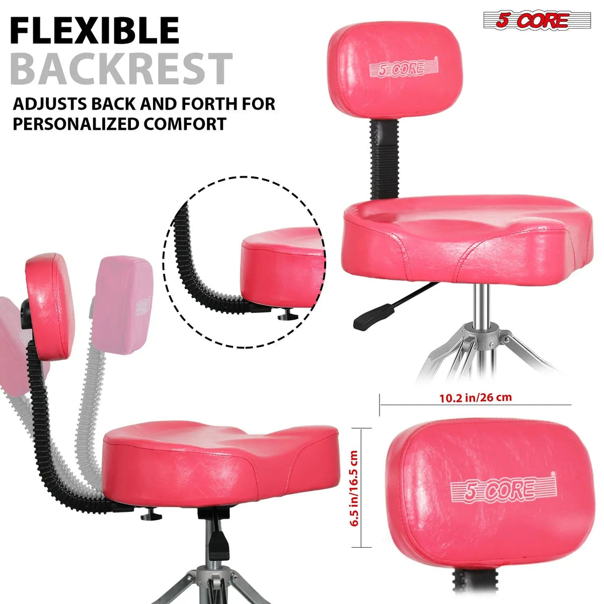 5 Core Drum Throne 4" Padded Seat w Backrest Airlift Adjustable Chair Ergonomic Drummer Stool - HONORABLE VETERANS SOLUTIONS