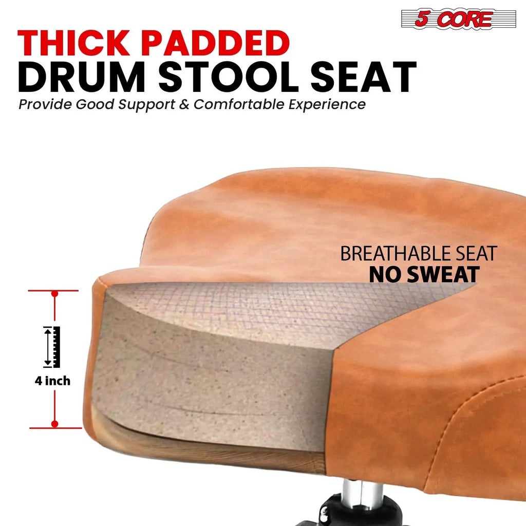 5 Core Drum Throne 4" Padded Seat w Backrest Airlift Adjustable Chair Ergonomic Drummer Stool - HONORABLE VETERANS SOLUTIONS