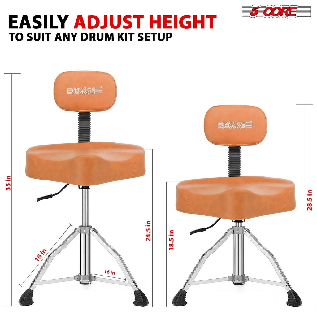 5 Core Drum Throne 4" Padded Seat w Backrest Airlift Adjustable Chair Ergonomic Drummer Stool - HONORABLE VETERANS SOLUTIONS