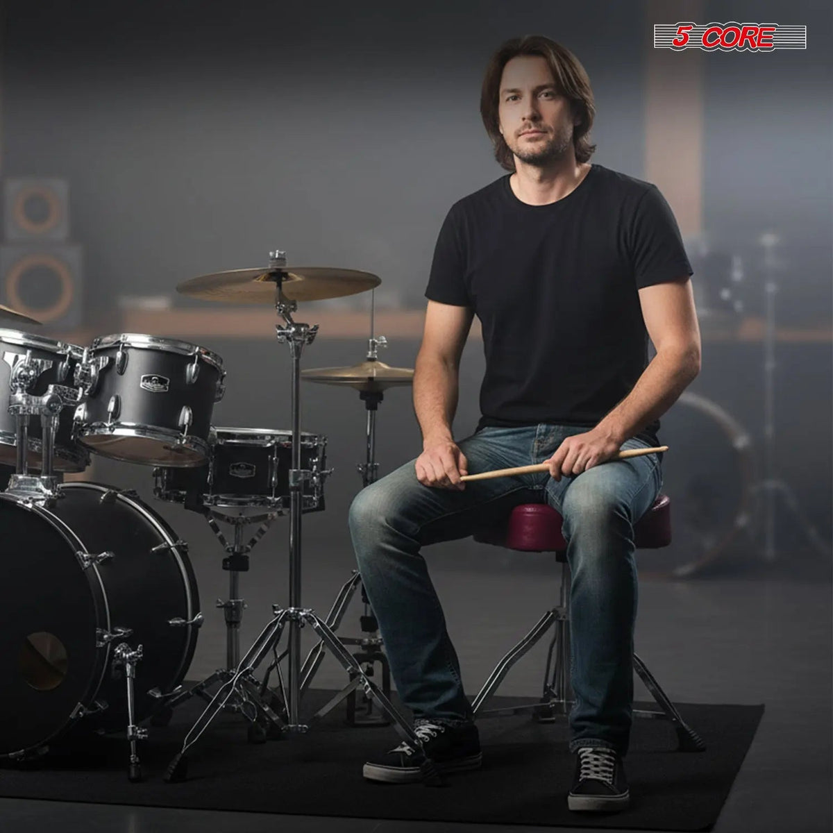 5 Core Drum Throne 4" Padded Seat w Backrest Airlift Adjustable Chair Ergonomic Drummer Stool - HONORABLE VETERANS SOLUTIONS