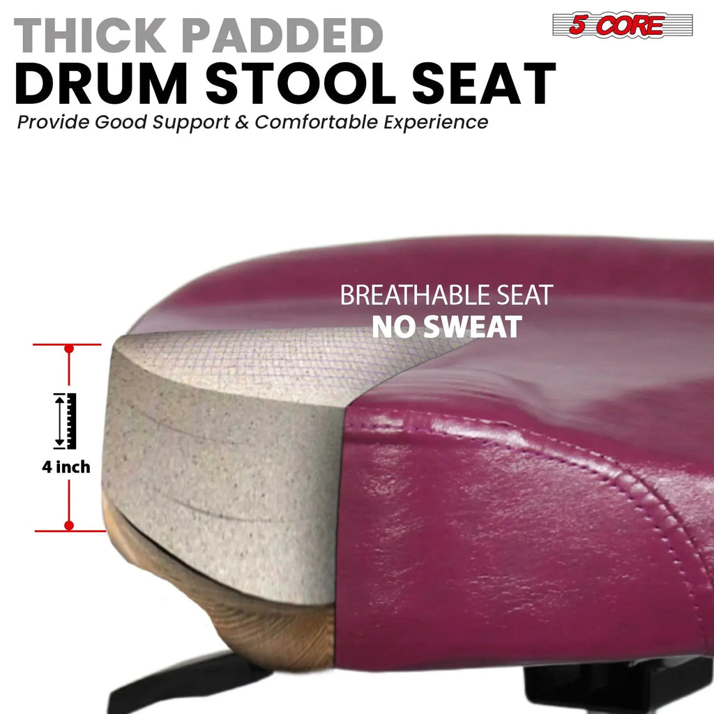 5 Core Drum Throne 4" Padded Seat w Backrest Airlift Adjustable Chair Ergonomic Drummer Stool - HONORABLE VETERANS SOLUTIONS