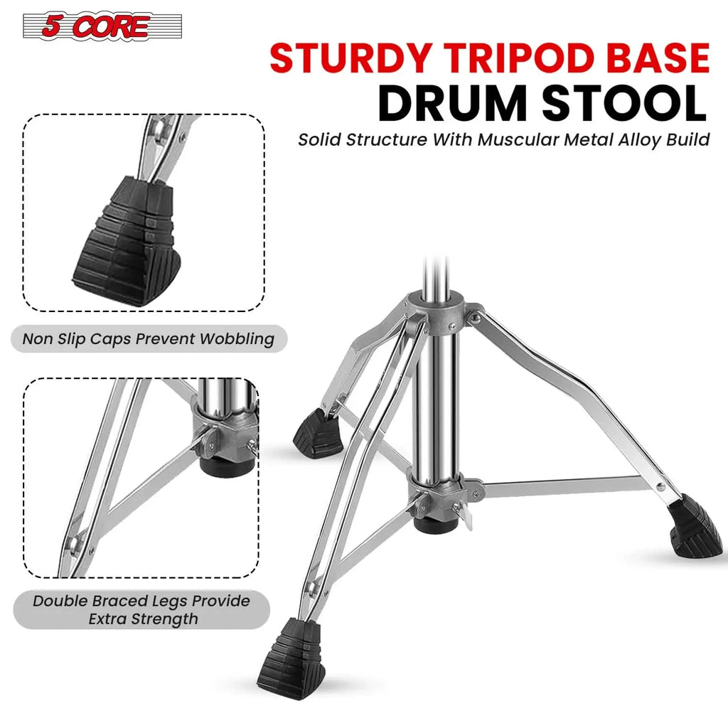 5 Core Drum Throne 4" Padded Seat w Backrest Airlift Adjustable Chair Ergonomic Drummer Stool - HONORABLE VETERANS SOLUTIONS