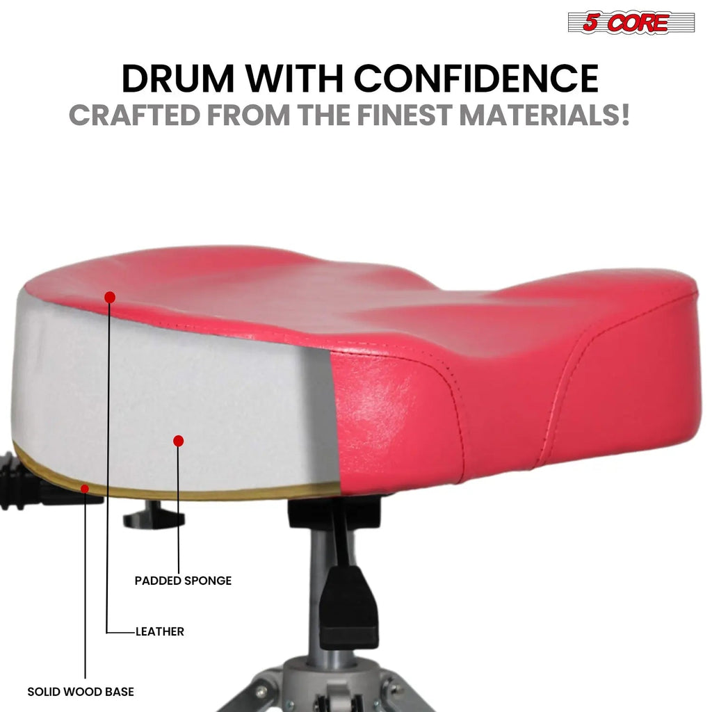 5 Core Drum Throne 4" Padded Seat w Backrest Airlift Adjustable Chair Ergonomic Drummer Stool - HONORABLE VETERANS SOLUTIONS