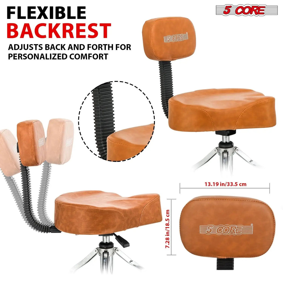 5 Core Drum Throne 4" Padded Seat w Backrest Airlift Adjustable Chair Ergonomic Drummer Stool - HONORABLE VETERANS SOLUTIONS