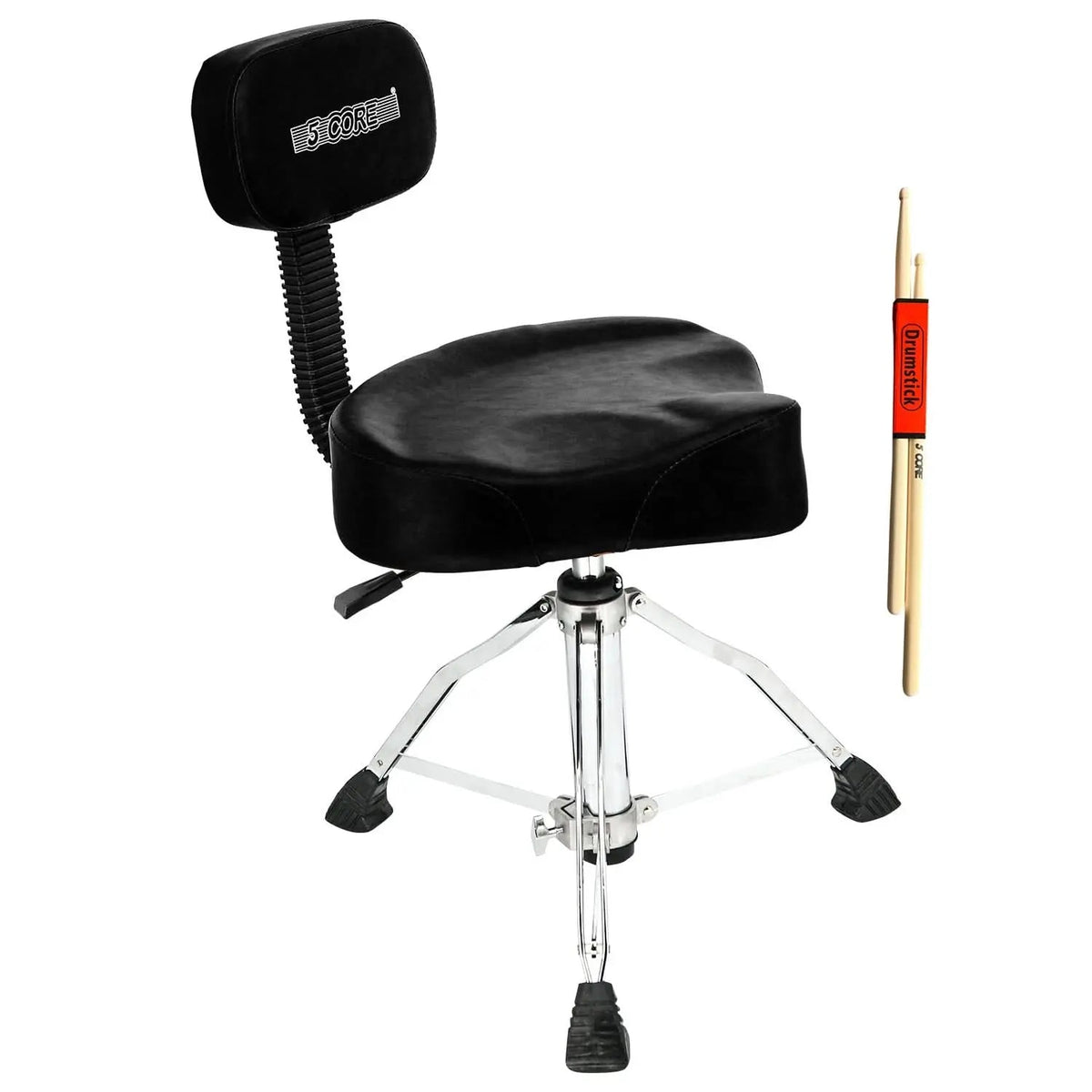5 Core Drum Throne 4" Padded Seat w Backrest Airlift Adjustable Chair Ergonomic Drummer Stool - HONORABLE VETERANS SOLUTIONS