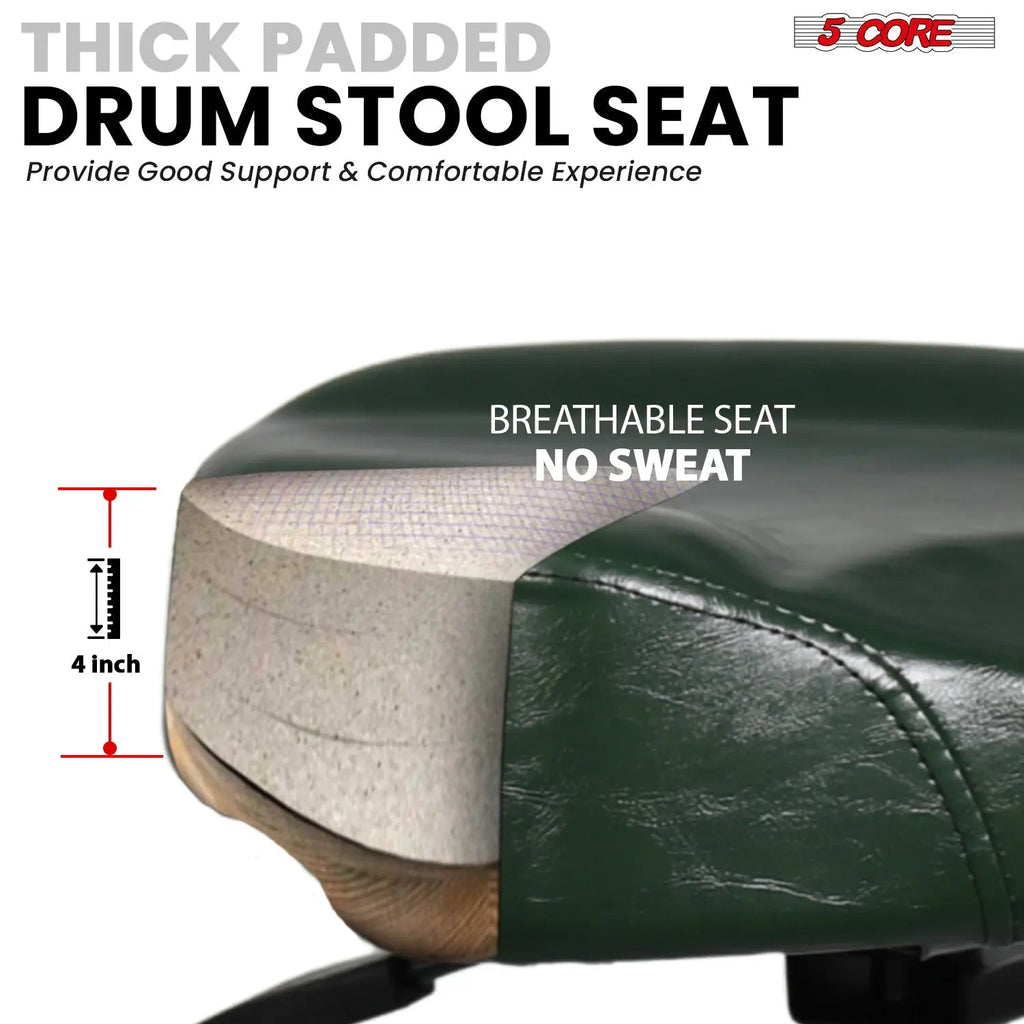 5 Core Drum Throne 4" Padded Seat w Backrest Airlift Adjustable Chair Ergonomic Drummer Stool - HONORABLE VETERANS SOLUTIONS