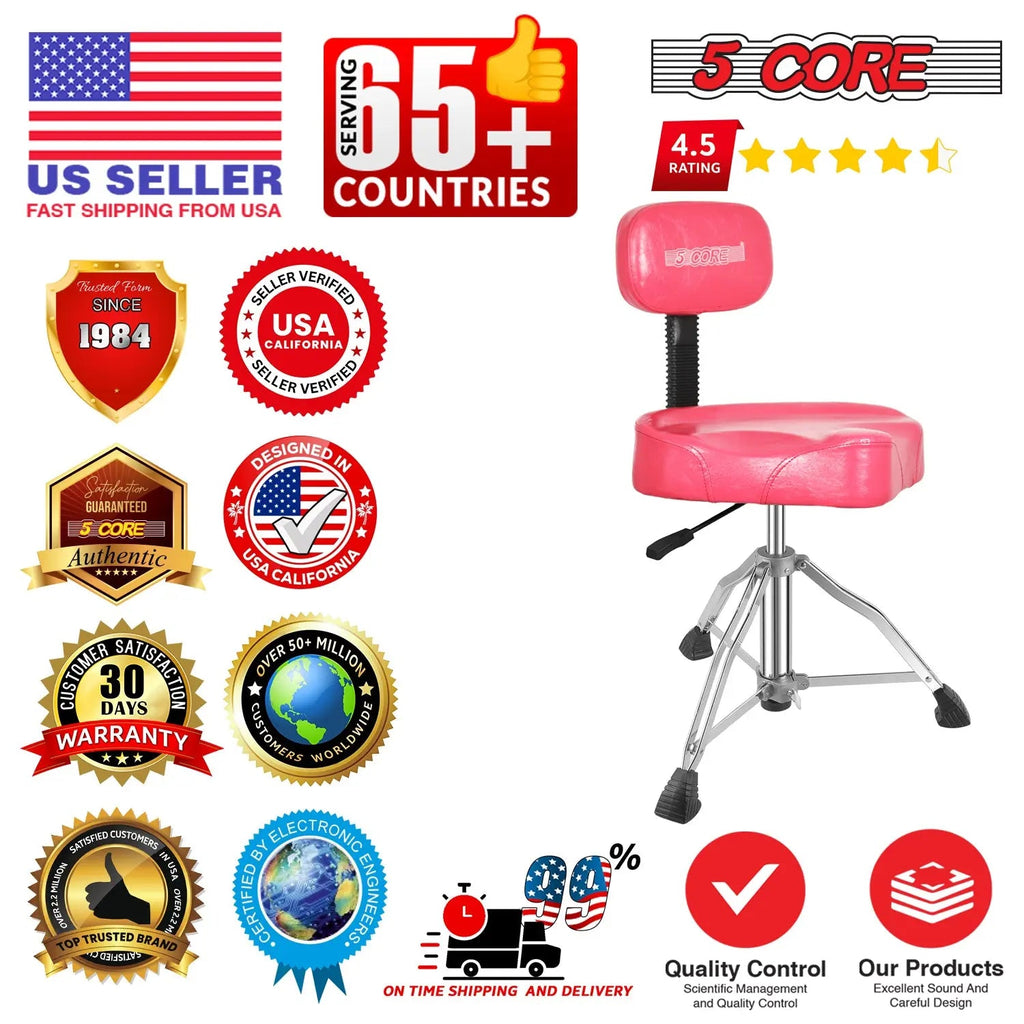 5 Core Drum Throne 4" Padded Seat w Backrest Airlift Adjustable Chair Ergonomic Drummer Stool - HONORABLE VETERANS SOLUTIONS