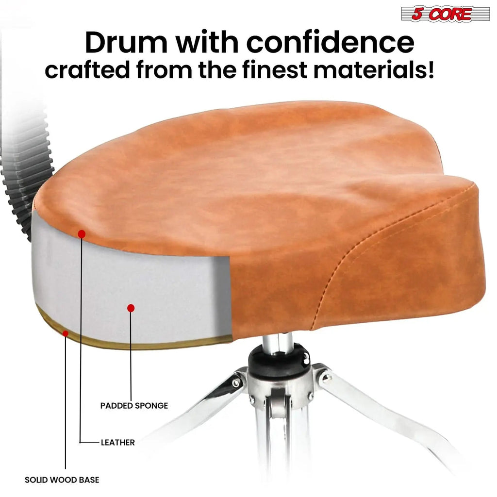 5 Core Drum Throne 4" Padded Seat w Backrest Airlift Adjustable Chair Ergonomic Drummer Stool - HONORABLE VETERANS SOLUTIONS