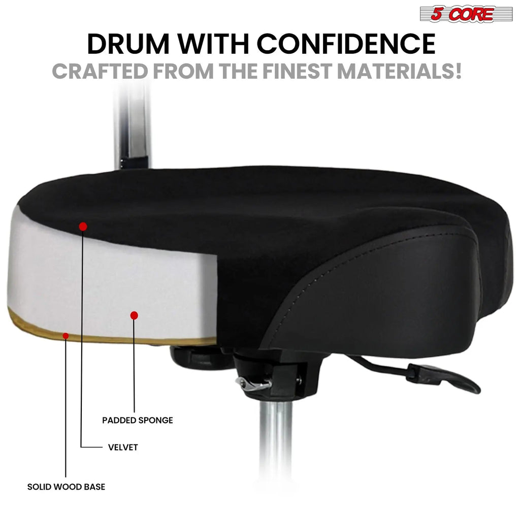 5 Core Drum Throne 4" Padded Seat w Backrest Airlift Adjustable Chair Ergonomic Drummer Stool - HONORABLE VETERANS SOLUTIONS