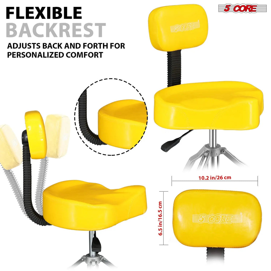 5 Core Drum Throne 4" Padded Seat w Backrest Airlift Adjustable Chair Ergonomic Drummer Stool - HONORABLE VETERANS SOLUTIONS