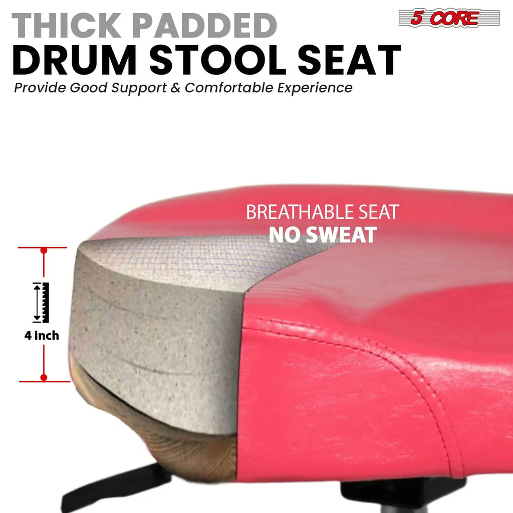 5 Core Drum Throne 4" Padded Seat w Backrest Airlift Adjustable Chair Ergonomic Drummer Stool - HONORABLE VETERANS SOLUTIONS
