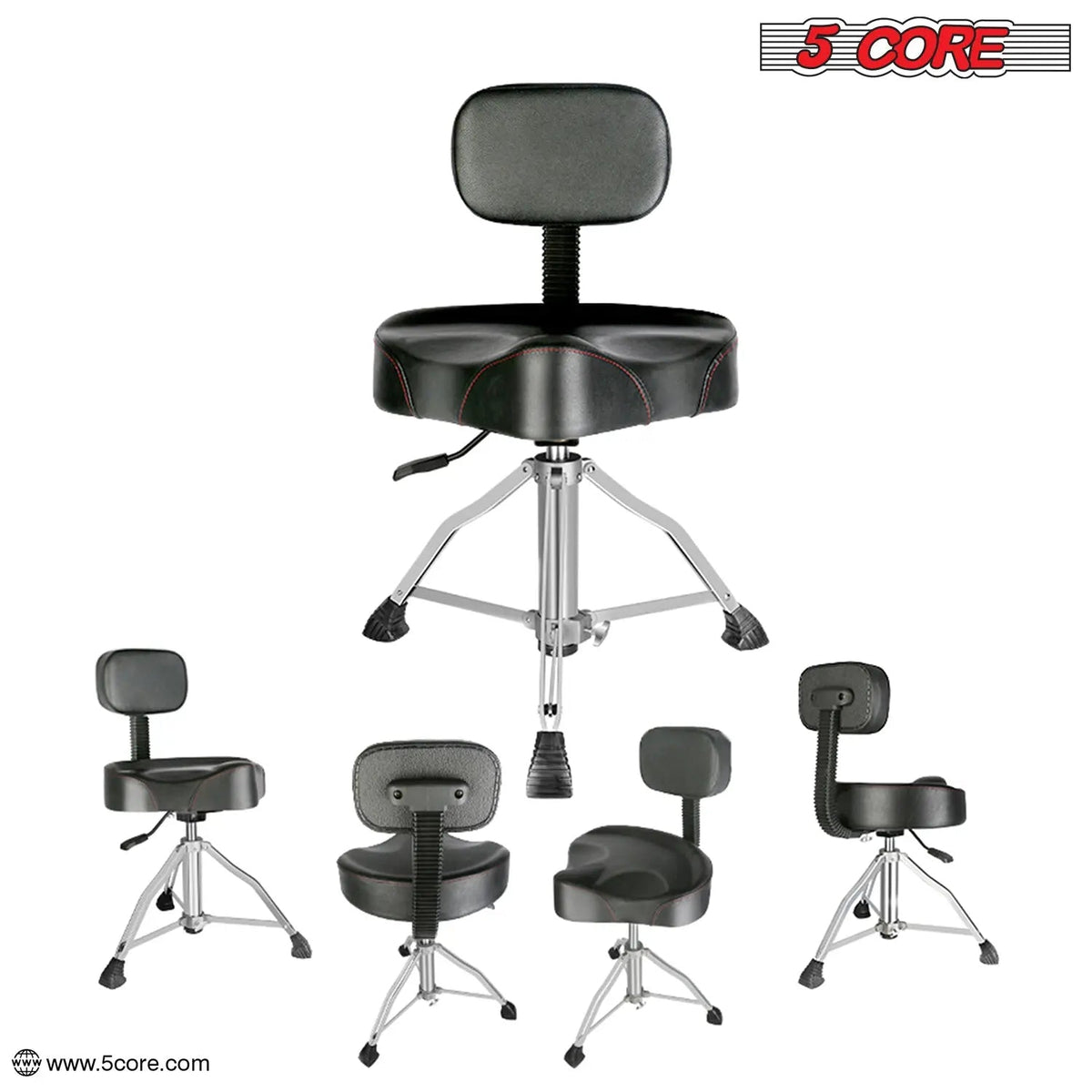 5 Core Drum Throne 4" Padded Seat w Backrest Airlift Adjustable Chair Ergonomic Drummer Stool - HONORABLE VETERANS SOLUTIONS