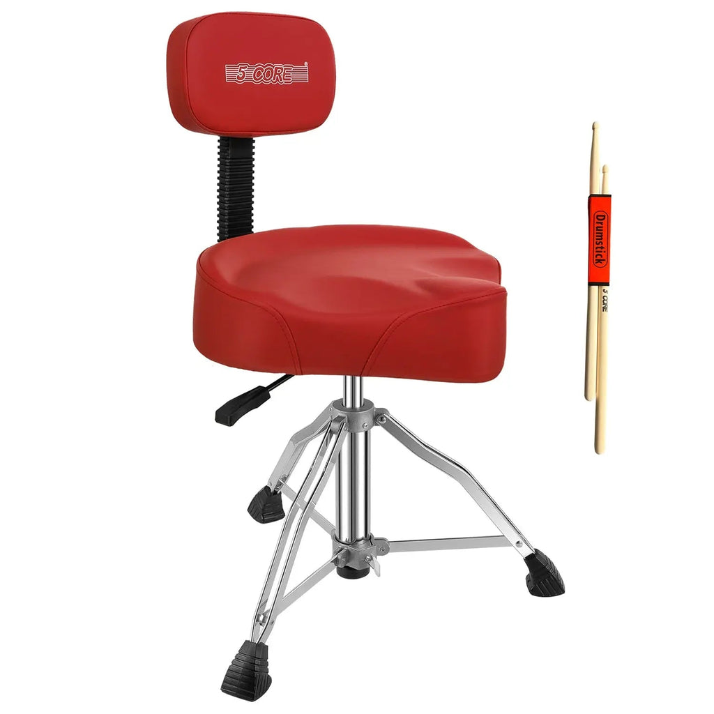 5 Core Drum Throne 4" Padded Seat w Backrest Airlift Adjustable Chair Ergonomic Drummer Stool - HONORABLE VETERANS SOLUTIONS
