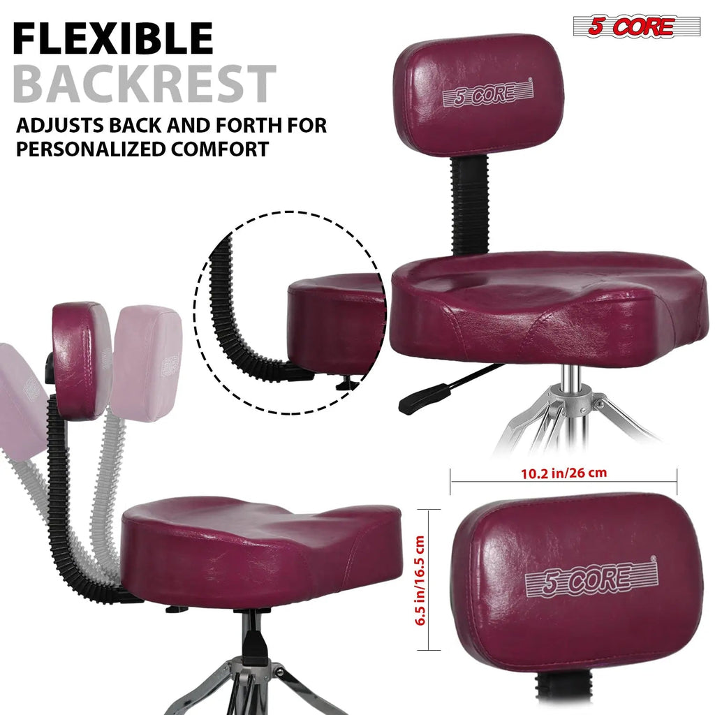 5 Core Drum Throne 4" Padded Seat w Backrest Airlift Adjustable Chair Ergonomic Drummer Stool - HONORABLE VETERANS SOLUTIONS