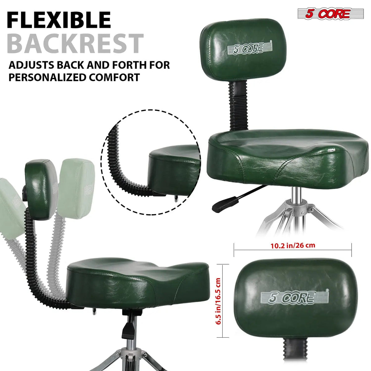 5 Core Drum Throne 4" Padded Seat w Backrest Airlift Adjustable Chair Ergonomic Drummer Stool - HONORABLE VETERANS SOLUTIONS