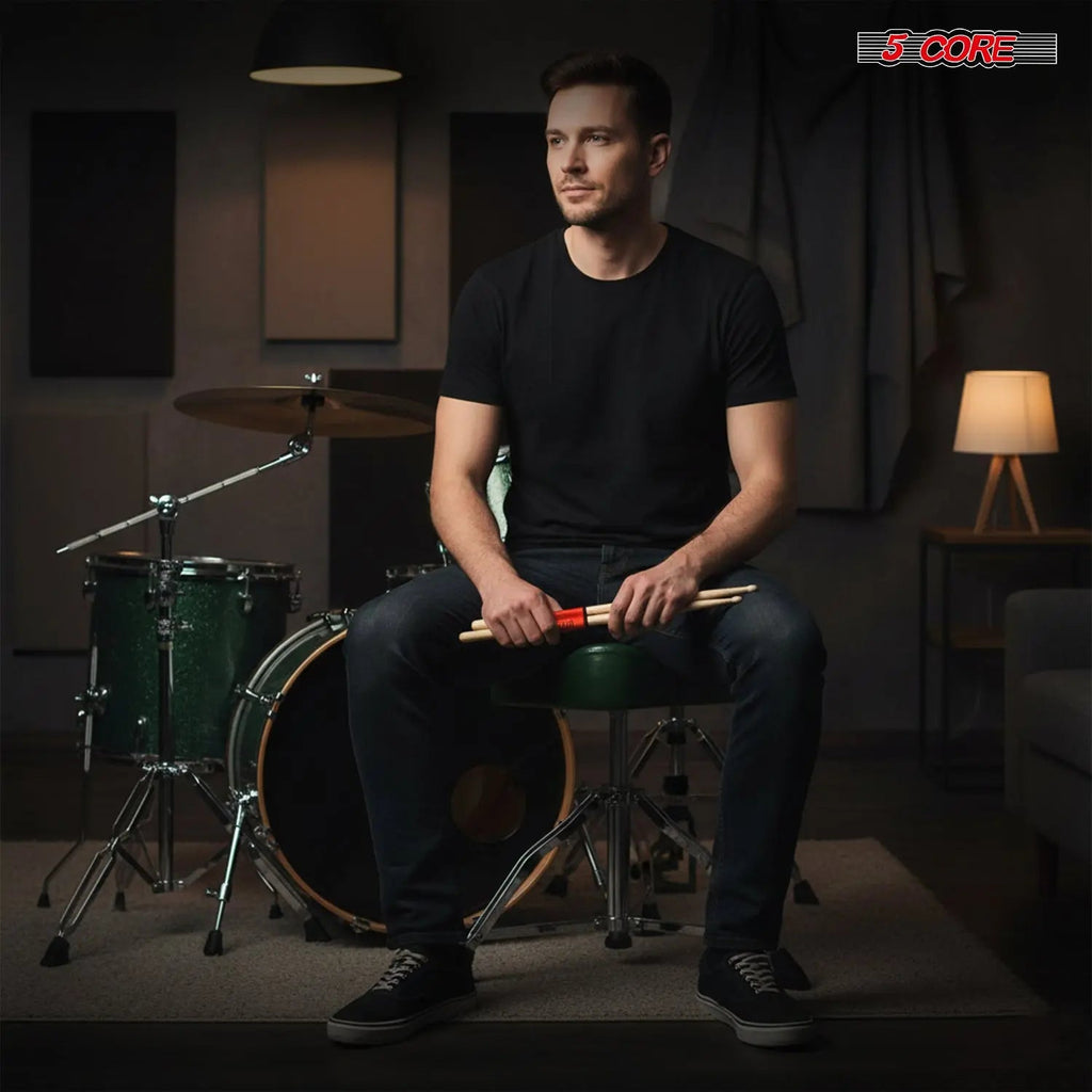 5 Core Drum Throne 4" Padded Seat w Backrest Airlift Adjustable Chair Ergonomic Drummer Stool - HONORABLE VETERANS SOLUTIONS