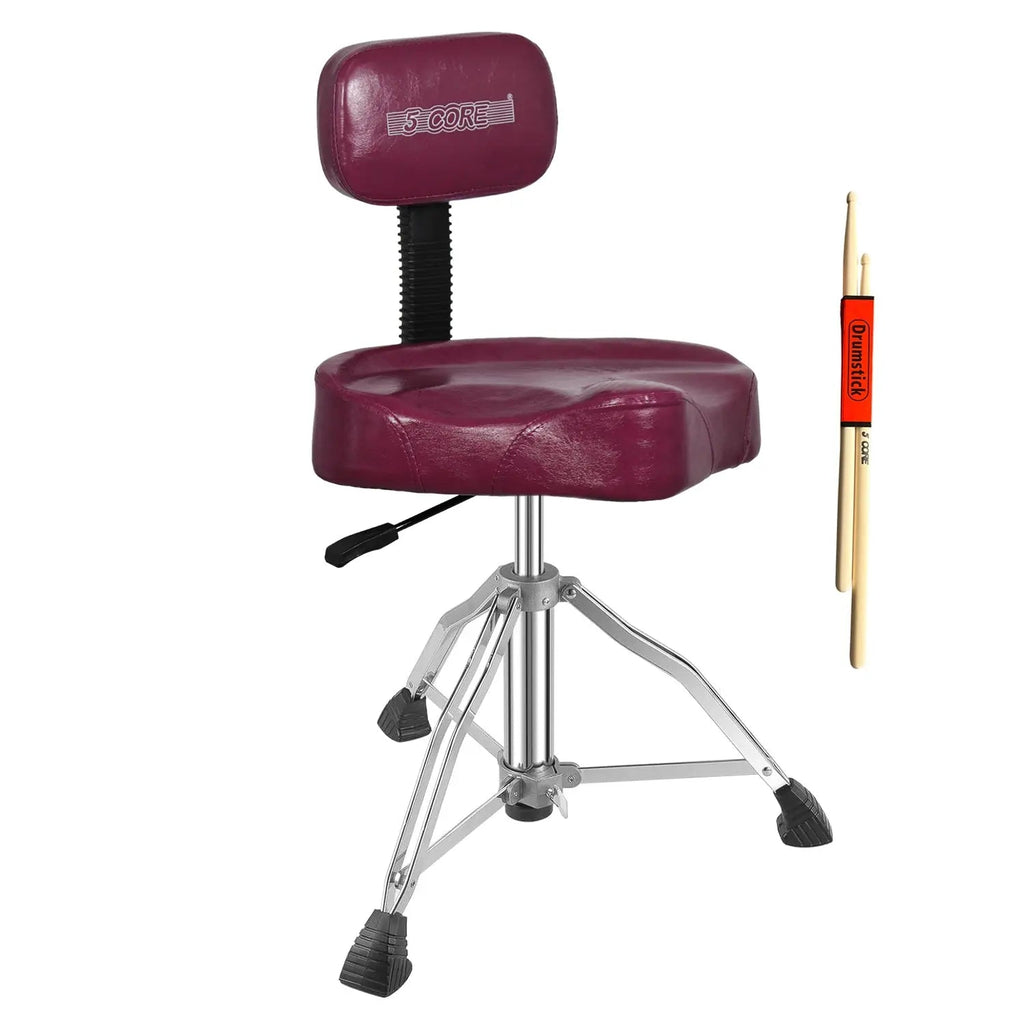 5 Core Drum Throne 4" Padded Seat w Backrest Airlift Adjustable Chair Ergonomic Drummer Stool - HONORABLE VETERANS SOLUTIONS