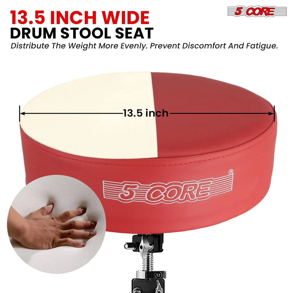 5 Core Drum Throne 4" Thick Padded Guitar Stool 400Lb Capacity Drummer Chair Swivel Adjustable - HONORABLE VETERANS SOLUTIONS