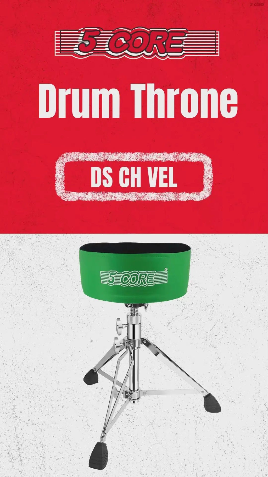 5 Core Drum Throne 5" Padded Drummer Seat Adjustable Drumming Chair w Luxury Velvet Top - HONORABLE VETERANS SOLUTIONS