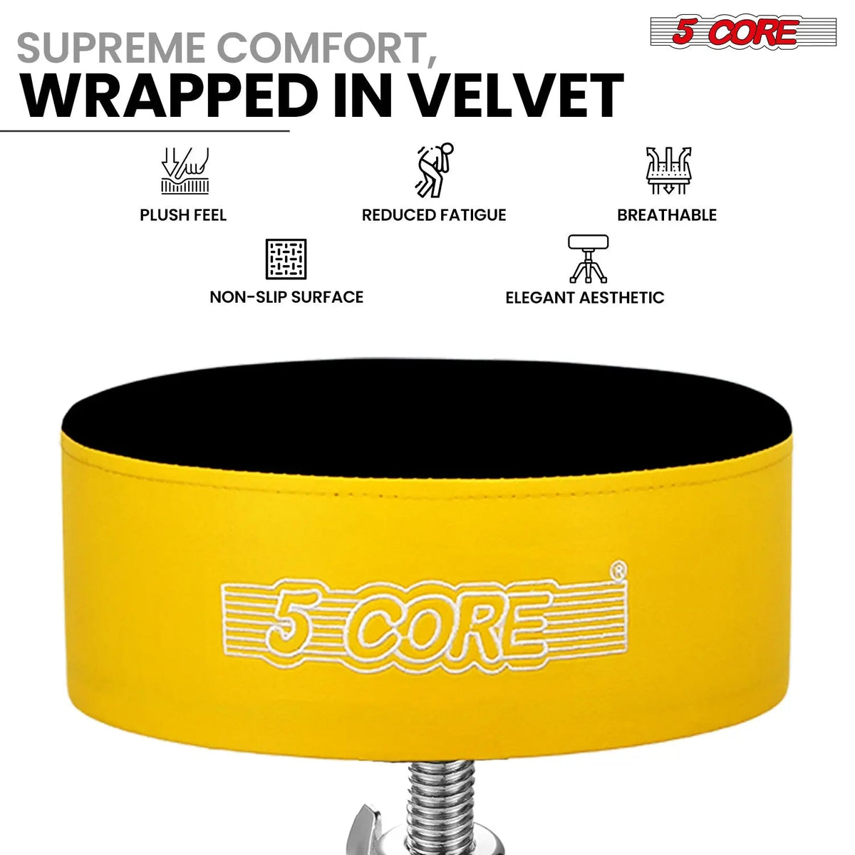 5 Core Drum Throne 5" Padded Drummer Seat Adjustable Drumming Chair w Luxury Velvet Top - HONORABLE VETERANS SOLUTIONS