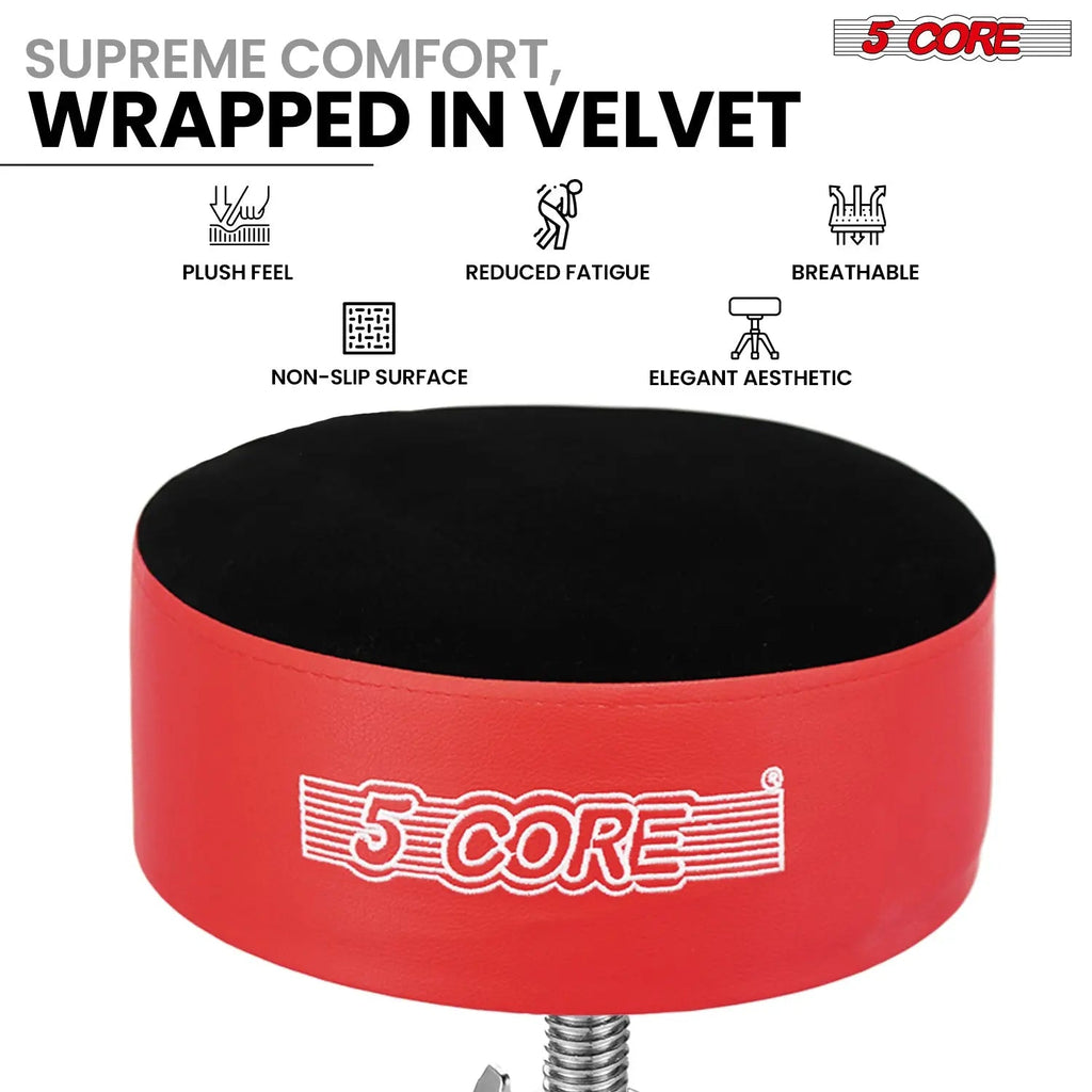 5 Core Drum Throne 5" Padded Drummer Seat Adjustable Drumming Chair w Luxury Velvet Top - HONORABLE VETERANS SOLUTIONS