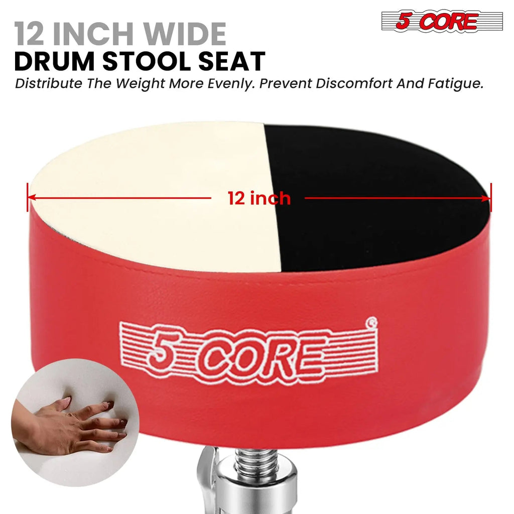 5 Core Drum Throne 5" Padded Drummer Seat Adjustable Drumming Chair w Luxury Velvet Top - HONORABLE VETERANS SOLUTIONS
