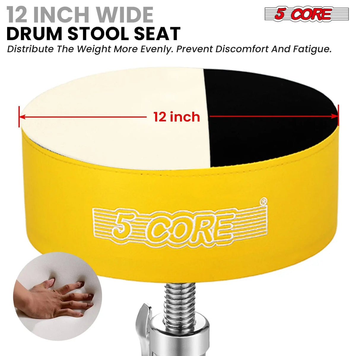 5 Core Drum Throne 5" Padded Drummer Seat Adjustable Drumming Chair w Luxury Velvet Top - HONORABLE VETERANS SOLUTIONS