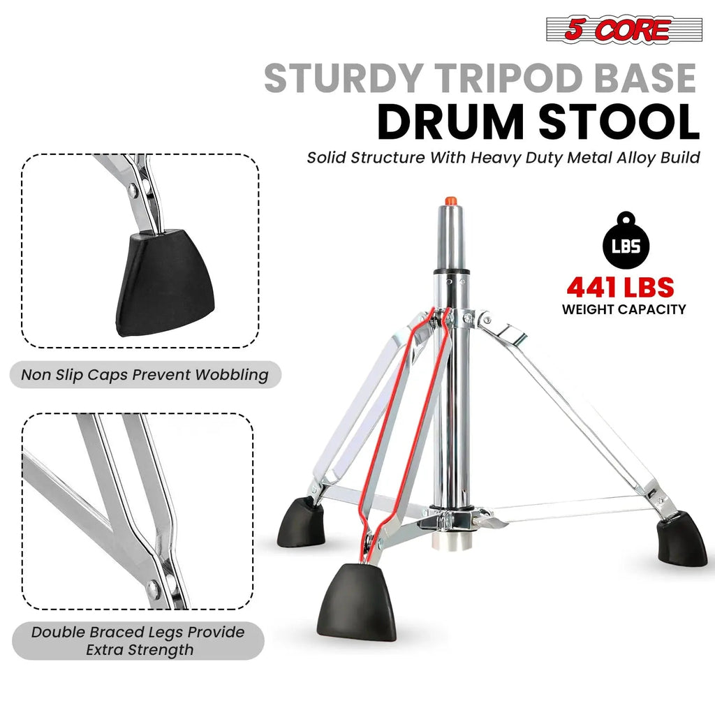 5 Core Drum Throne w Backrest 4" Padded Stool Airlift Adjustable Drummer Chair - HONORABLE VETERANS SOLUTIONS