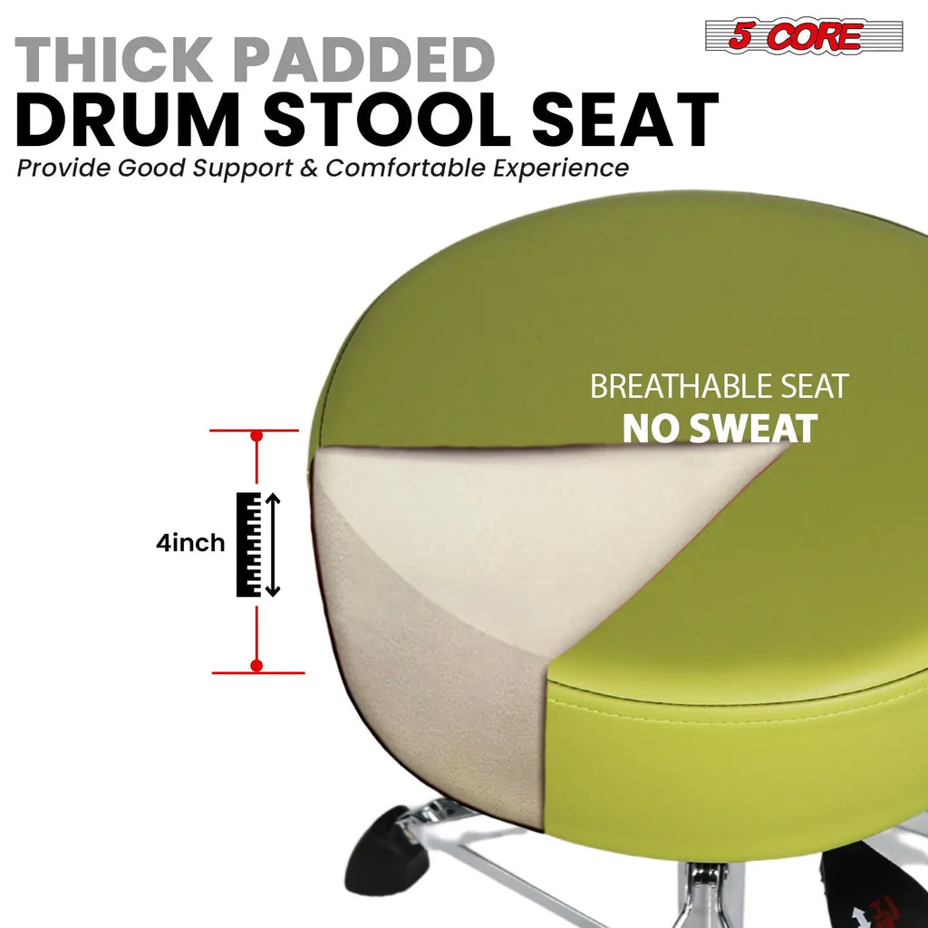 5 Core Drum Throne w Backrest 4" Padded Stool Airlift Adjustable Drummer Chair - HONORABLE VETERANS SOLUTIONS