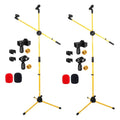 5 Core Dual Microphone Stand 2 Pack, Adjustable Tripod Floor Stand with Boom Arm, Yellow - HONORABLE VETERANS SOLUTIONS