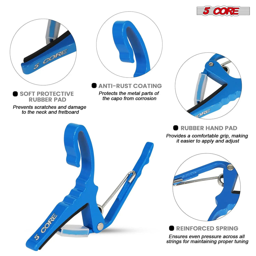 5 Core Guitar Capo Quick Change Acoustic Electric String Clip Banjo Mandolin Or Ukulele - HONORABLE VETERANS SOLUTIONS