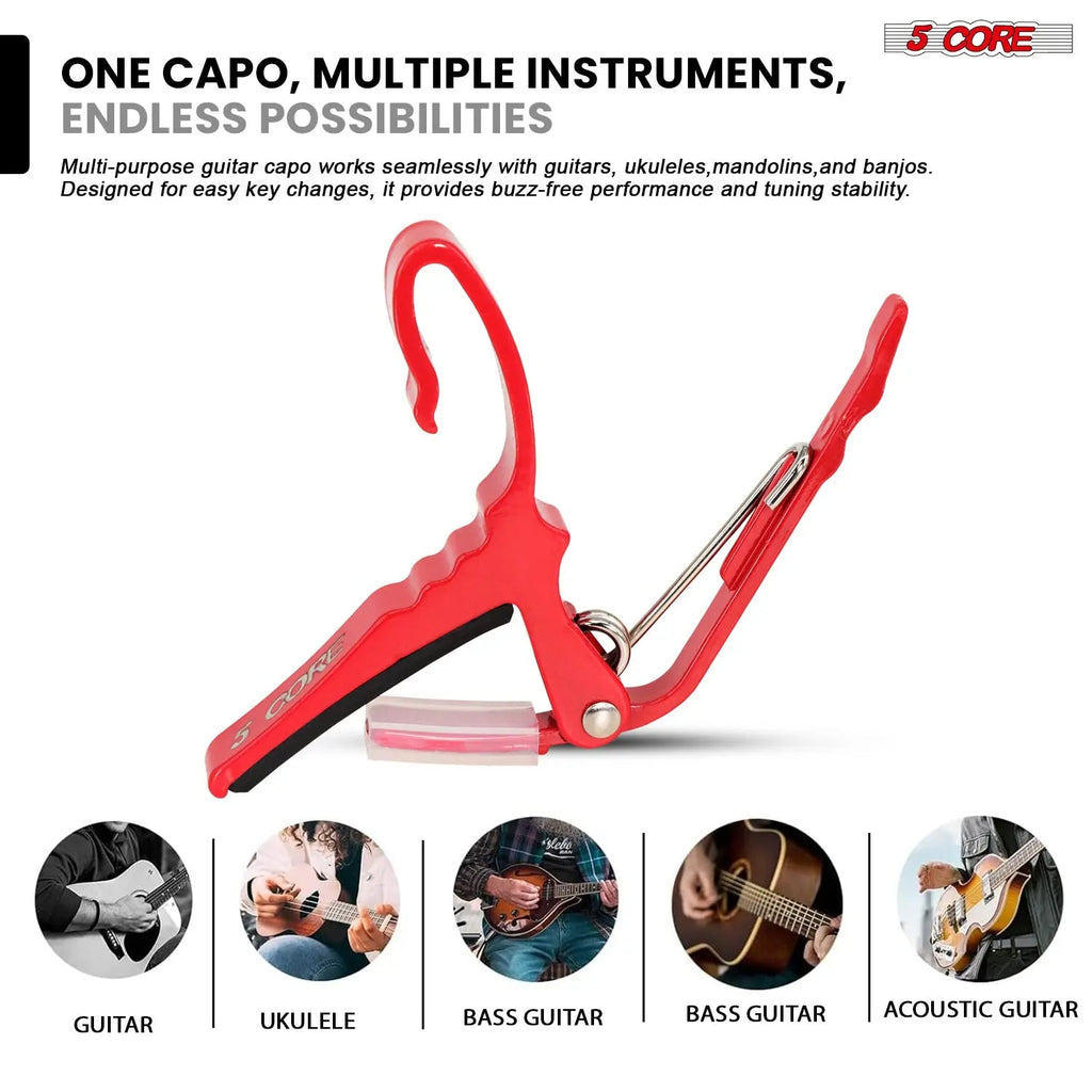 5 Core Guitar Capo Quick Change Acoustic Electric String Clip Banjo Mandolin Or Ukulele - HONORABLE VETERANS SOLUTIONS