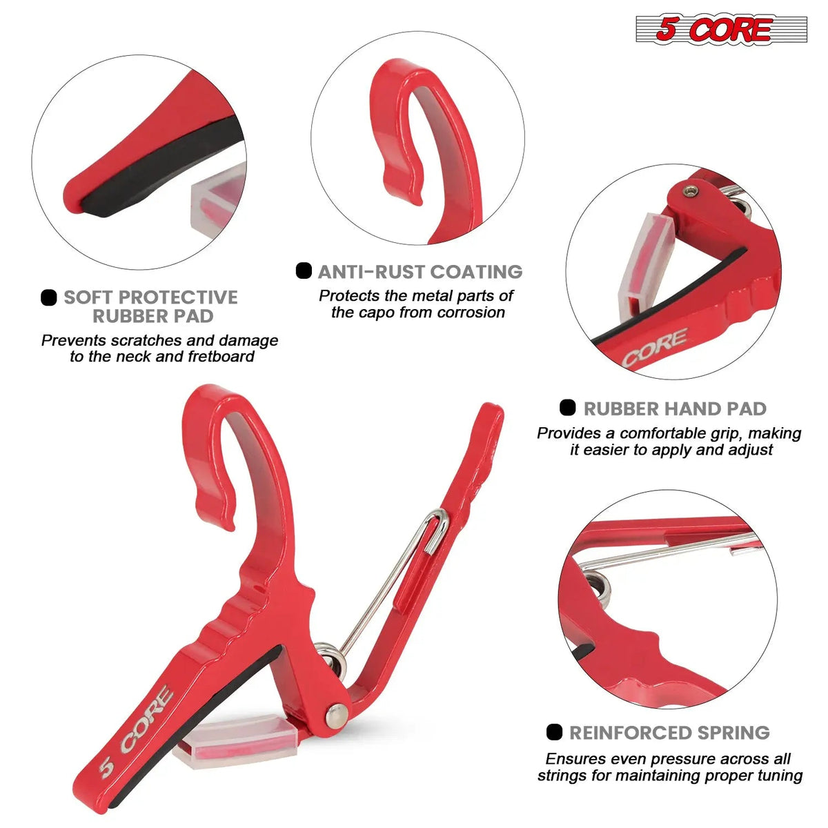 5 Core Guitar Capo Quick Change Acoustic Electric String Clip Banjo Mandolin Or Ukulele - HONORABLE VETERANS SOLUTIONS