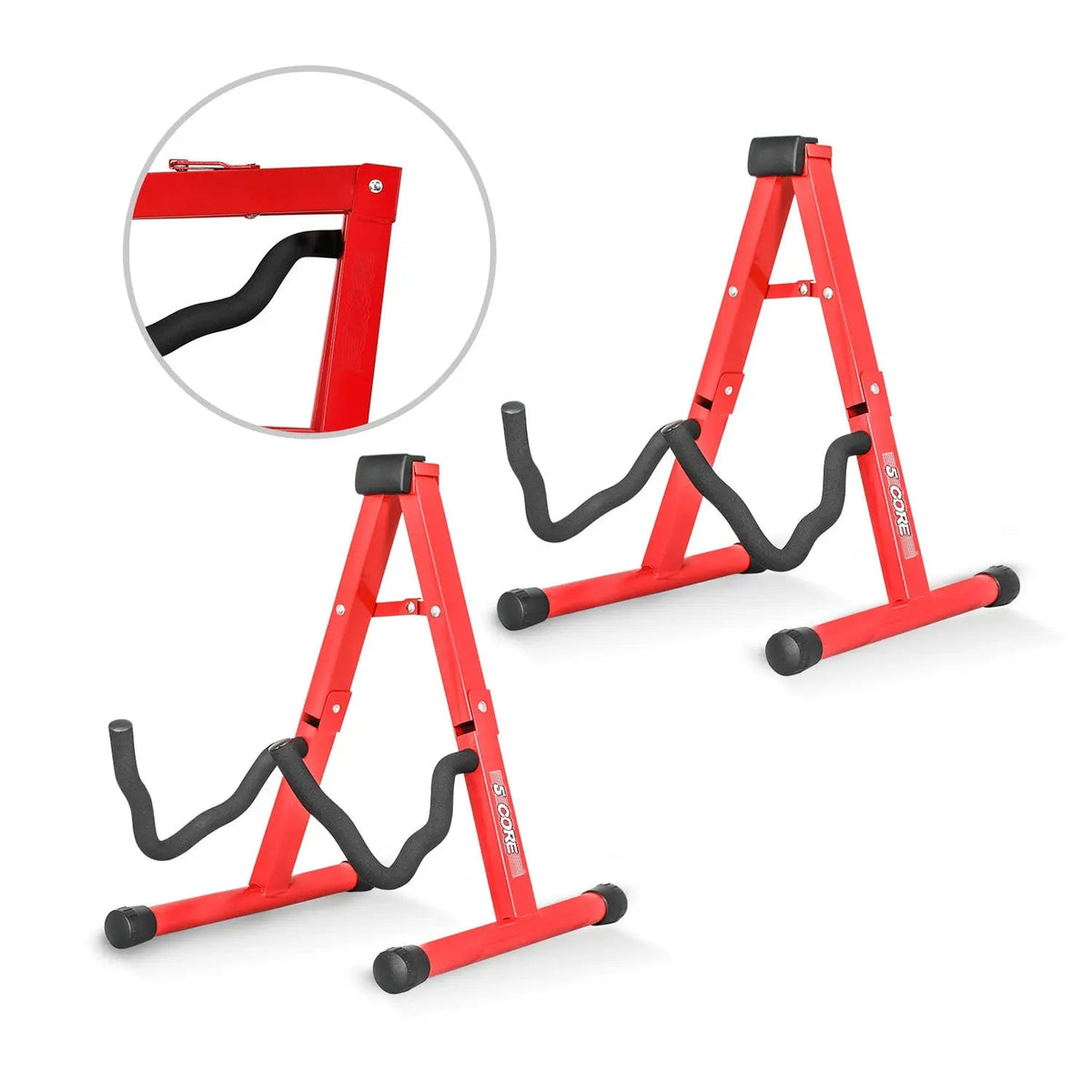 5 Core Guitar Stand 2 Pack A Frame w Soft Foam Arm Non Slip Rubber for Acoustic Electric Bass - HONORABLE VETERANS SOLUTIONS