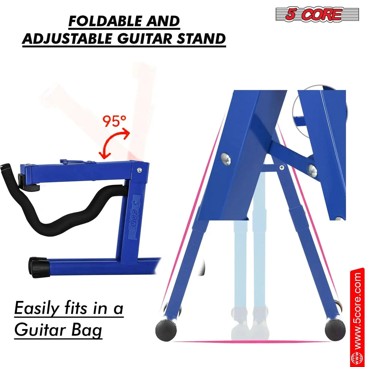 5 Core Guitar Stand 2 Pack A Frame w Soft Foam Arm Non Slip Rubber for Acoustic Electric Bass - HONORABLE VETERANS SOLUTIONS